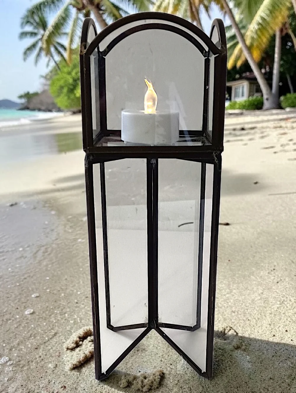 Vintage Brass Glass Votive Candle Holder Tall Gothic Lantern Dark Academia Decor